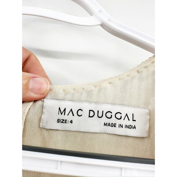 Mac Duggal 4977 Gold Sequin Beaded Illusion Sleeve Gown 4 NWT - Picture 5 of 9